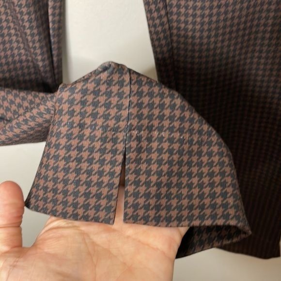 Zac & Rachel Size L Brown Black Houndstooth Pull On Stretch Comfy Dress Pants - Picture 7 of 9